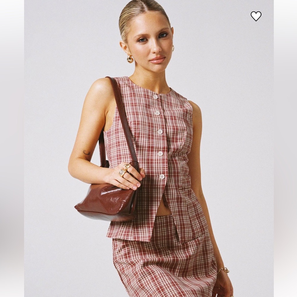 Princess Polly Pink Plaid Sleeveless Button Front Top
